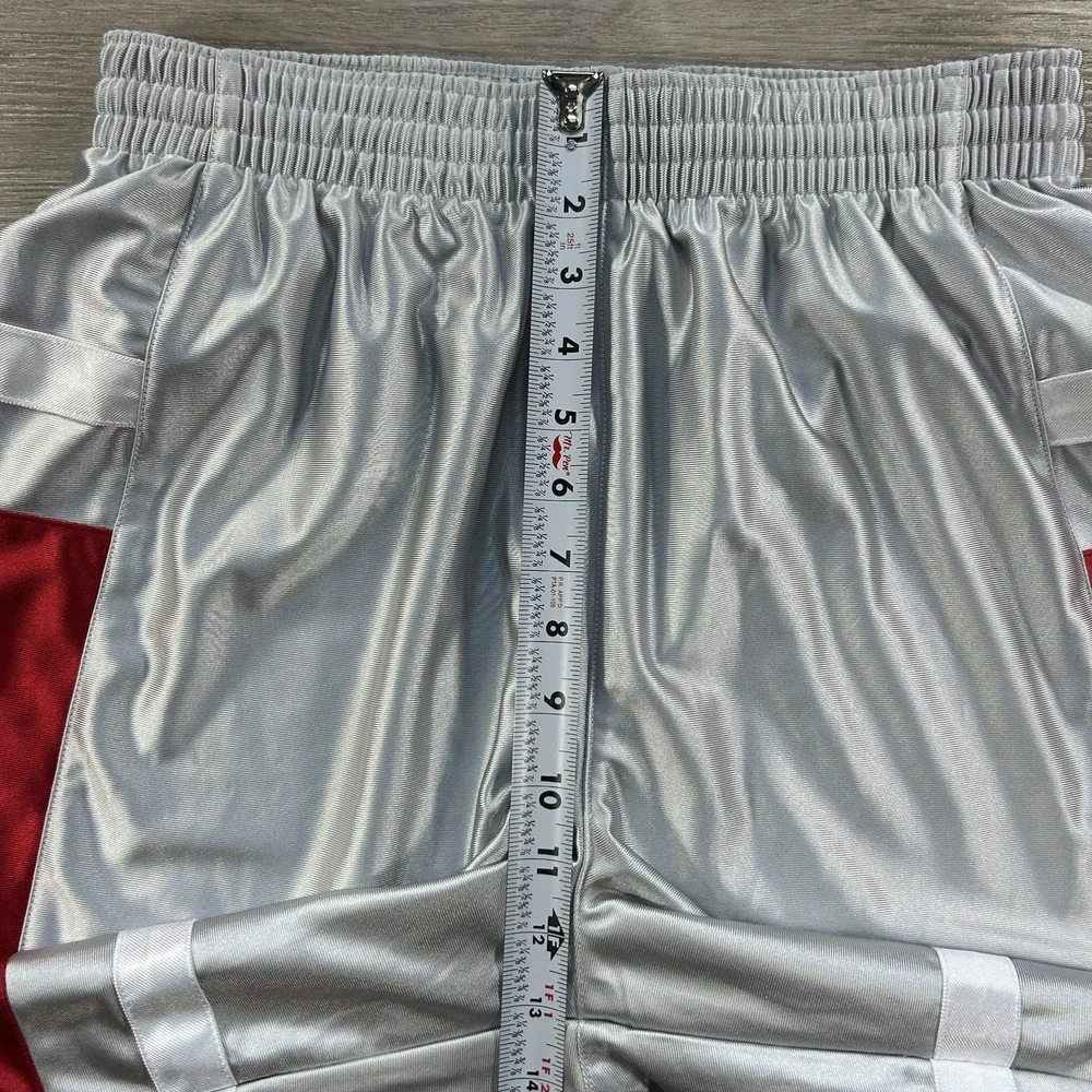 VTG Nike Dazzle Shiny Shorts Medium Gray Red Baggy Basketball Y2K Swoosh 90s